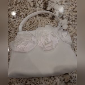 BONNIE JEAN FIRST COMMUNION HANDBAG ,satin with rose bonaz trim, NWT, white